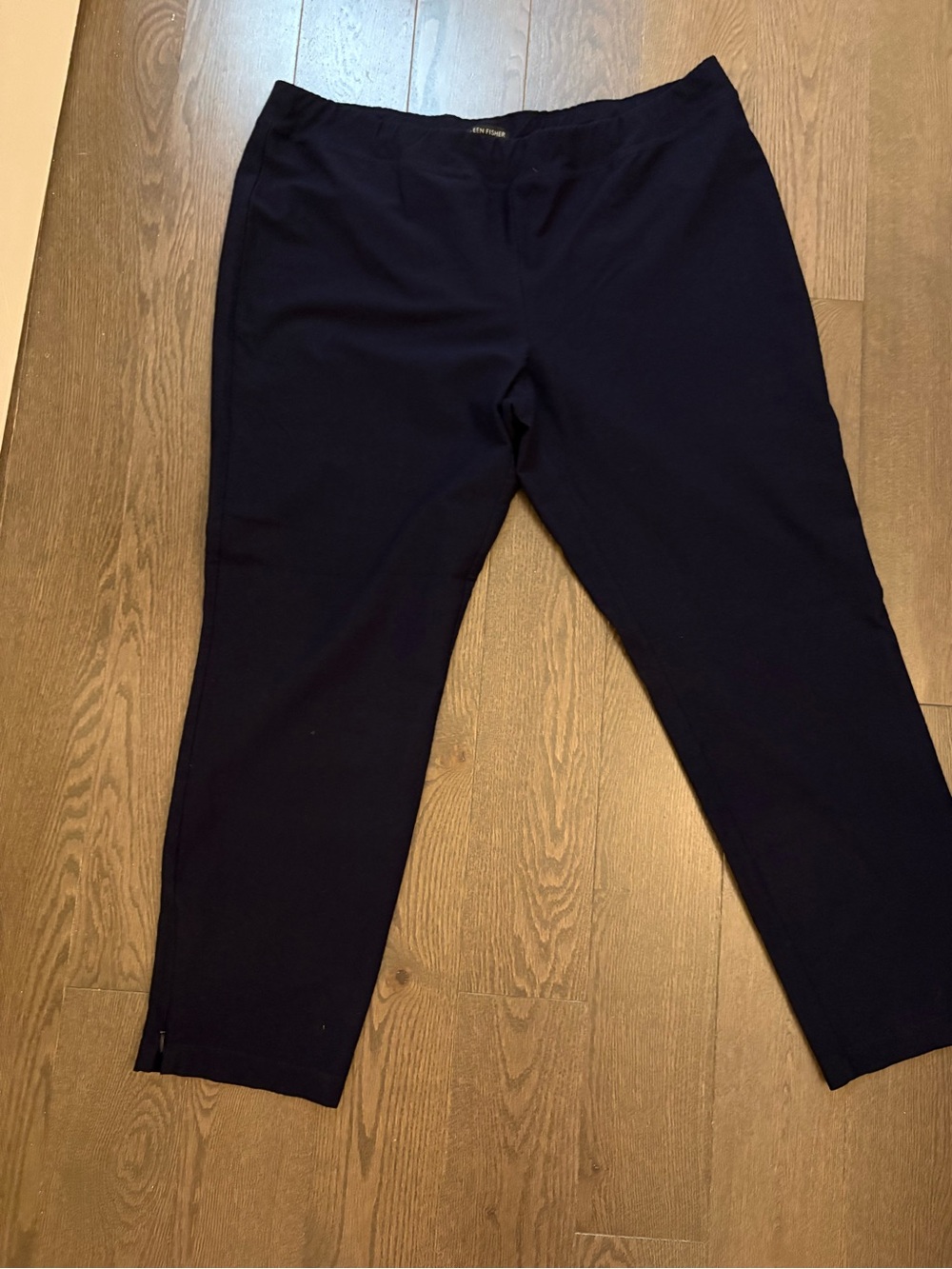 Eileen Fisher Navy Straight-Leg Pull-On Chinos